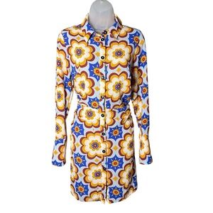 ASOS Mod Crepe Dress Size 8 Knee Length 60s Style Bold Retro Floral